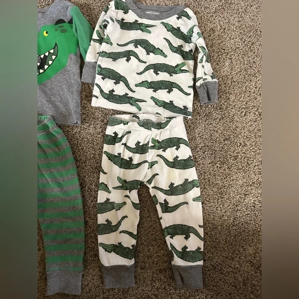 Baby Crocodile Pajama Set - Gray and Green